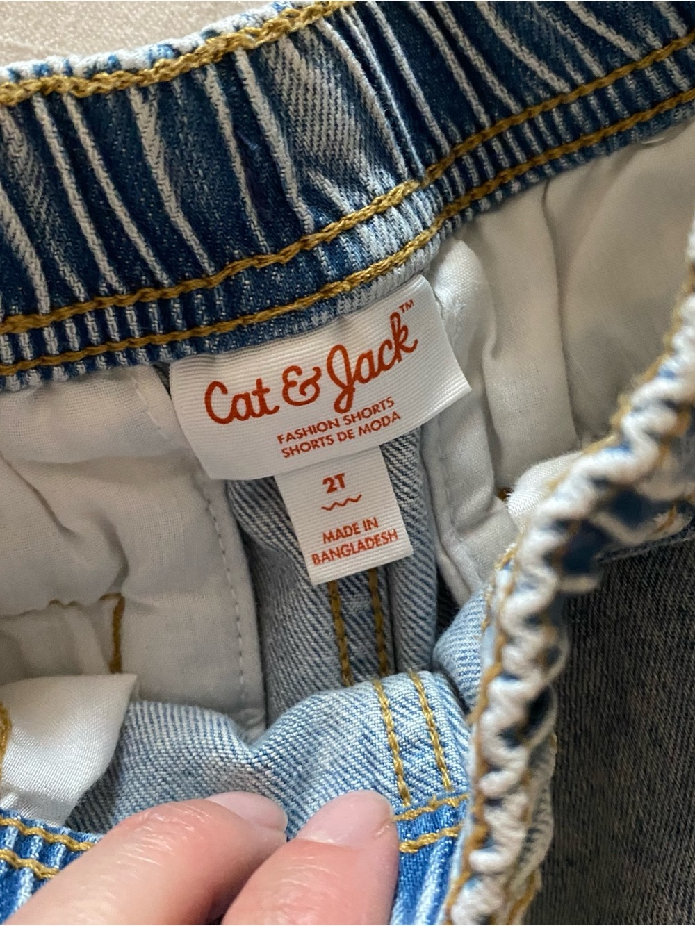 Cat & Jack Light Wash Denim Cargo Shorts with Drawstring - Picture 2 of 3